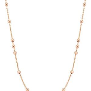 Italian 18K Yellow or Rose Gold Plated Beaded Ball Rosary Long Wrap Layering Sta